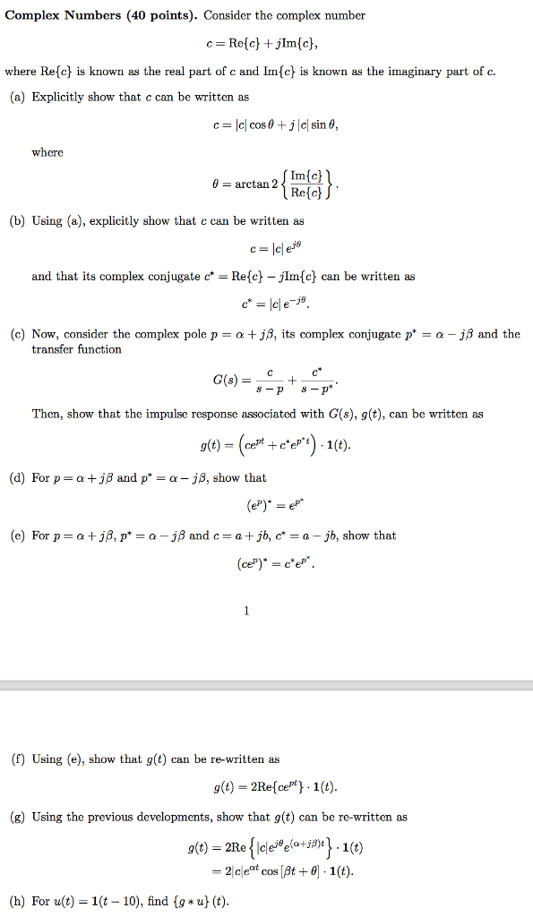 Solved Consider The Complex Number C Re C Jim C Wh Chegg Com