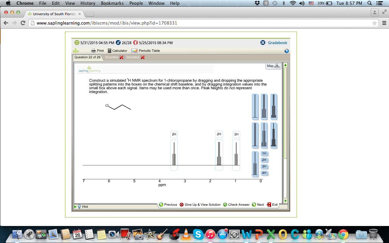 Solved Construct A Simulated 1H NMR Spectrum For 1chloro