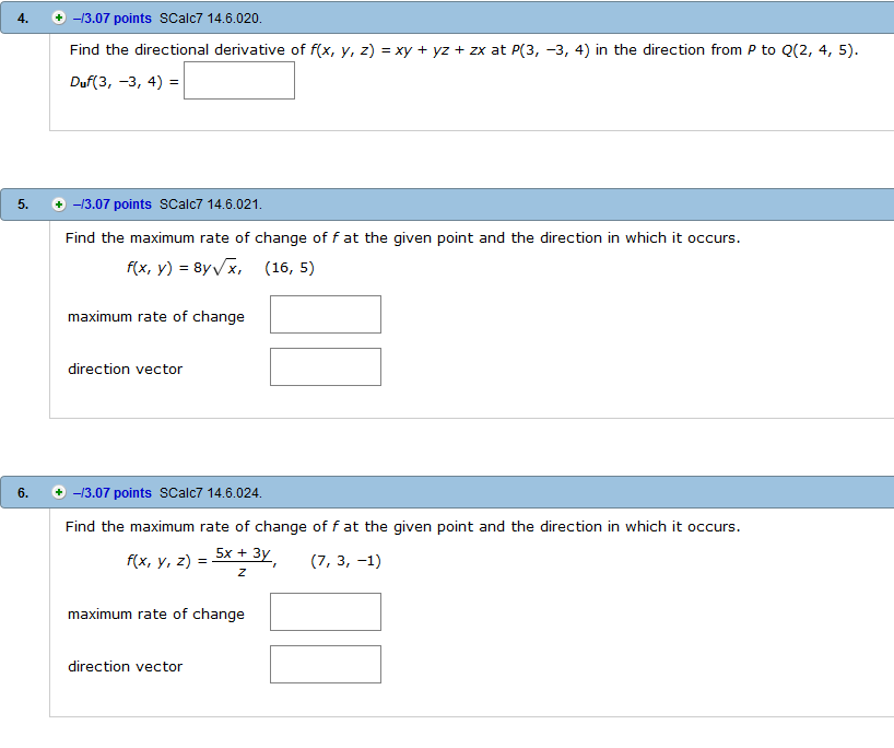 Solved Find The Directional Derivative Of F X Y Z Xy Yz Chegg Com