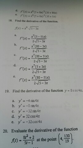 Solved Find The Derivative Of The Function F X X 3 Sq Chegg Com