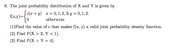 Solved 6 The Joint Probability Distribution Of X And Y I Chegg Com