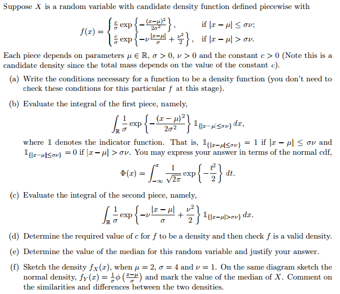 Suppose X Is A Random Variable With Candidate Dens Chegg Com