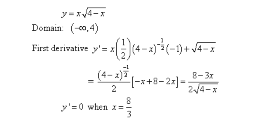 Solved Y X 4 X Domain Infinity 4 First Derivativ Chegg Com