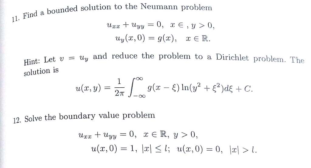 Solved Find A Bounded Solution To The Neumann Problem U X Chegg Com