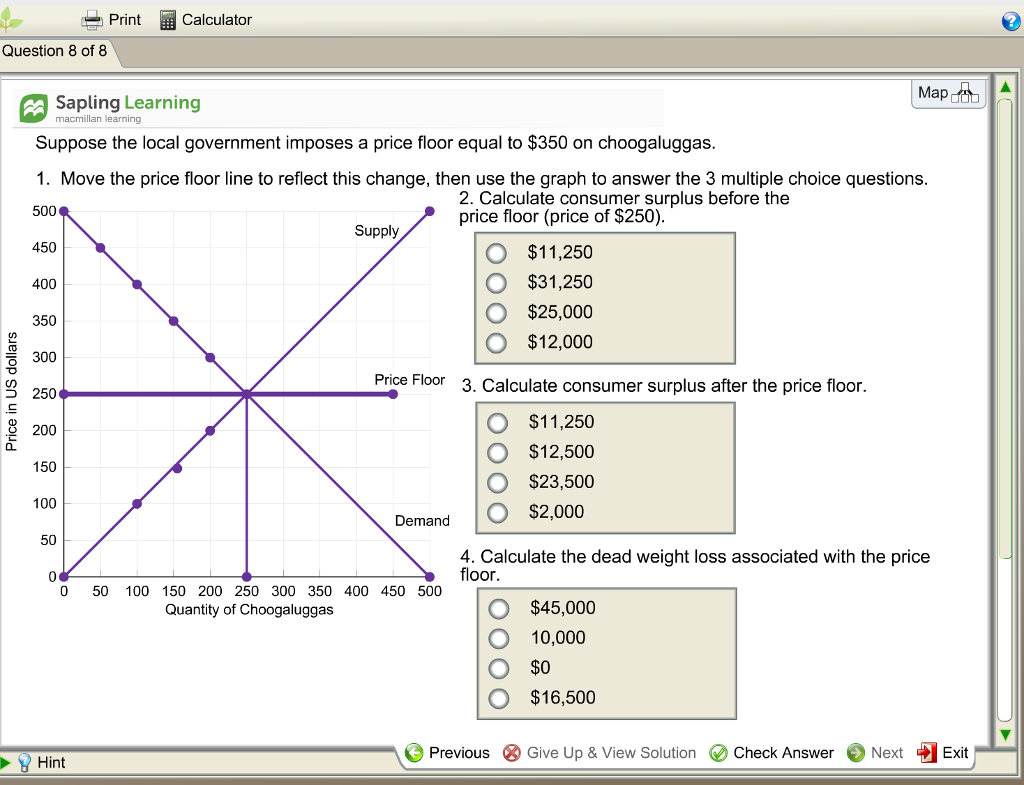 Solved Print Calculator Question 8 Of 8 Map A Sapling Lea