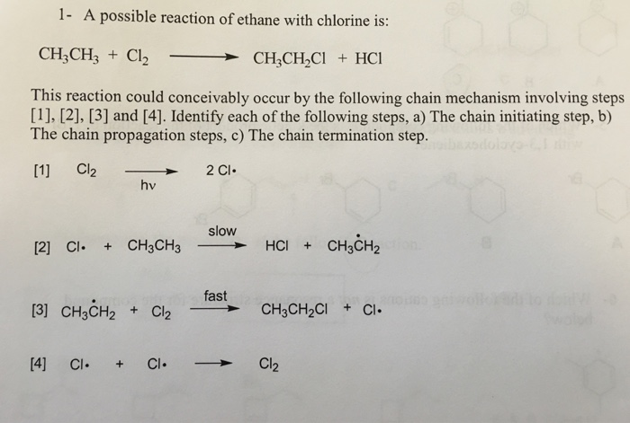 Solved A Possible Reaction Of Ethane With Chlorine Is Ch