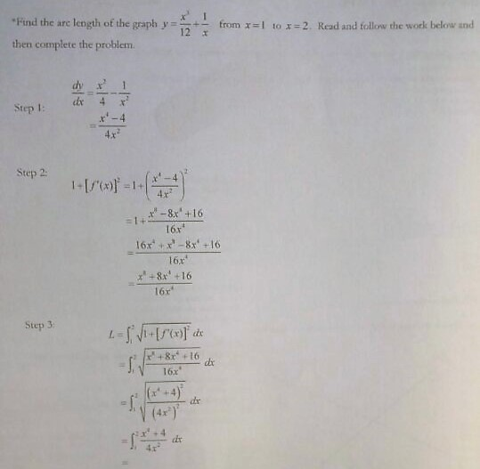 Solved Find The Arc Length Of The Graph Y X 3 12 1 X Chegg Com