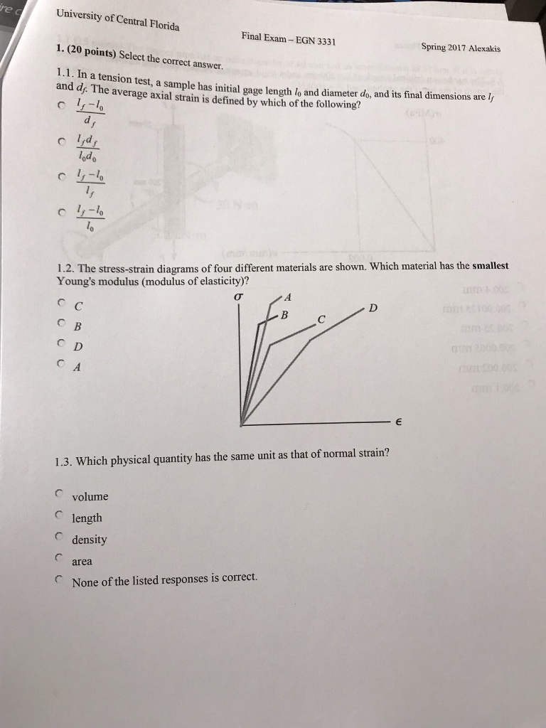 Solved University Of Central Florida Final ExamEGN 3331