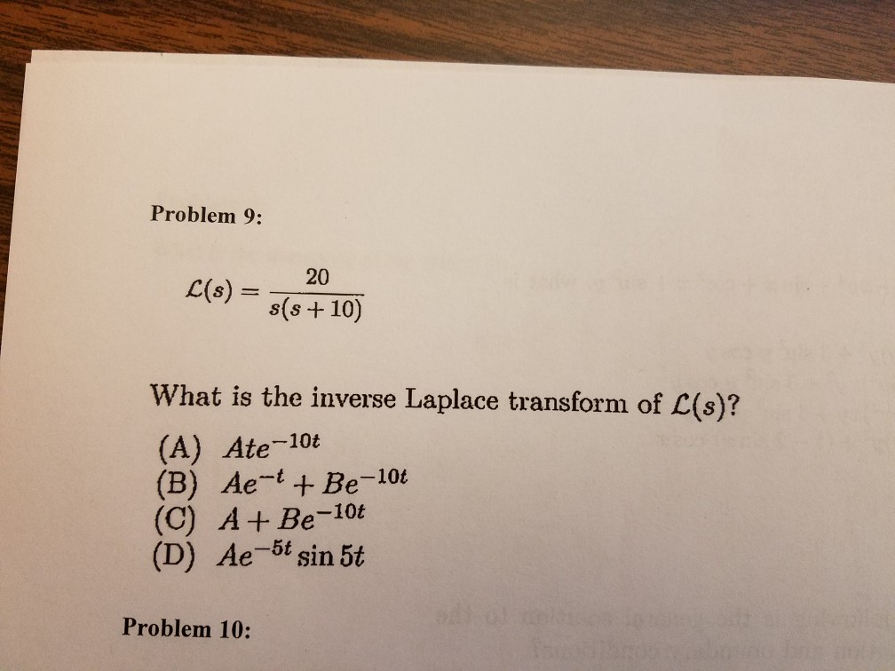 Solved Problem 9 S S 10 L S What Is The Inverse La Chegg Com