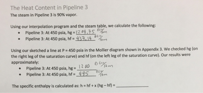 Solved I Need To Calculate The Specific Enthalpy At The B