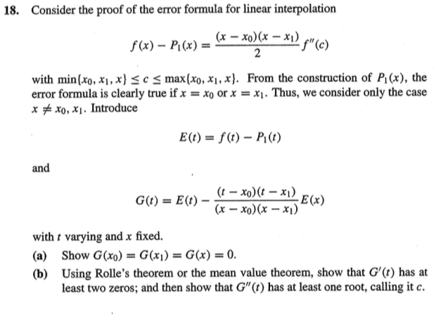 Solved 18 Consider The Proof Of The Error Formula For Li Chegg Com