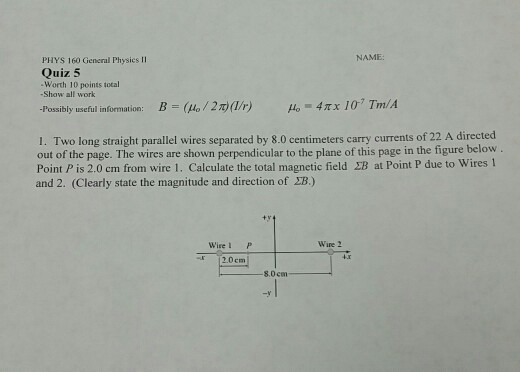 B = (mu /2pi)(I/r) Mu Degree = 4pi Times 10^-7 Tm/A | Chegg.com