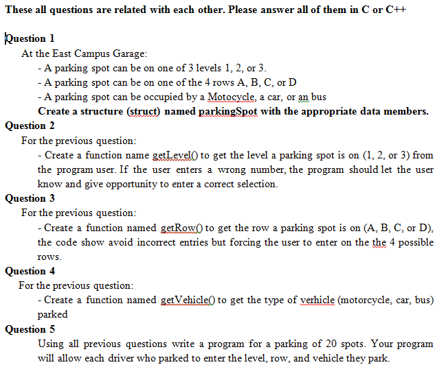 Questions and Answers about Parking