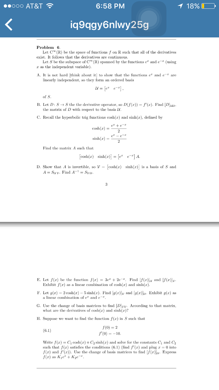 Solved Let C Infinity R Be The Space Of Functions F On Chegg Com