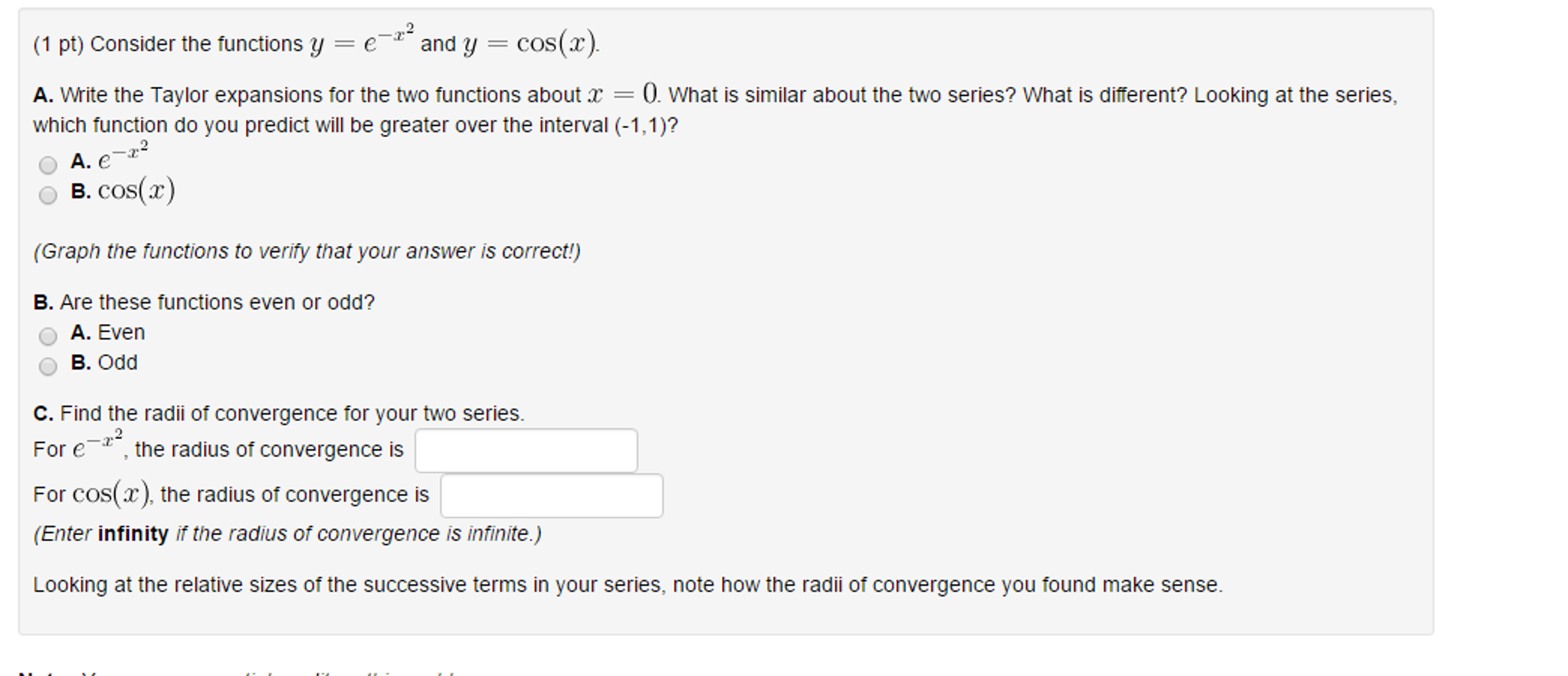 Solved Consider The Functions Y E X 2 And Y Cos X Chegg Com