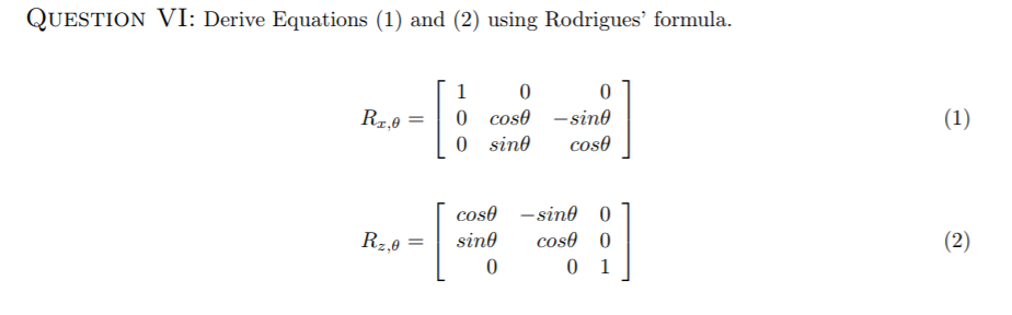 Solved Question Vi Derive Equations 1 And 2 Using Ro Chegg Com