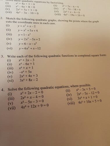 Solved E These Quadratic Equations By Factorising Iii X Chegg Com