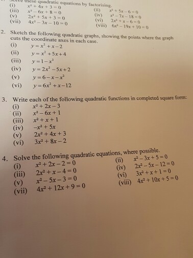 Solved E These Quadratic Equations By Factorising Iii