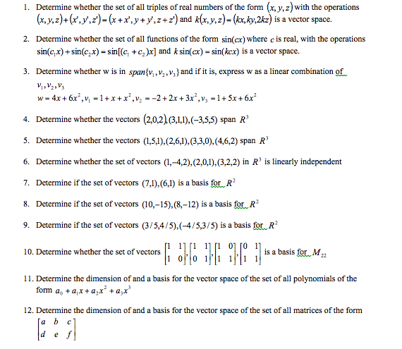 Solved Determine Whether The Set Of All Triples Of Real N Chegg Com