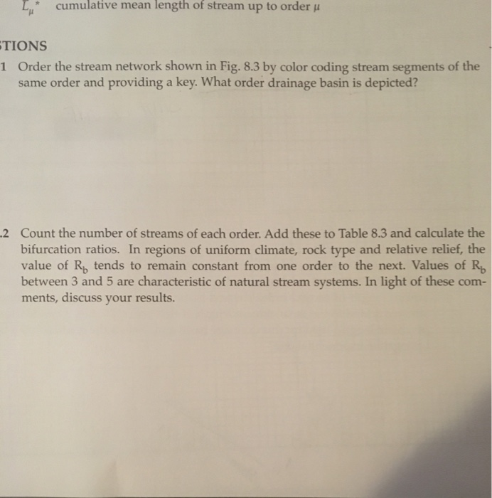 Cumulative mean length of streams plotted against orders results a