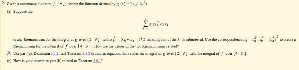 Solved 5 Given A Continuous Function Let G Denote The Fu Chegg Com
