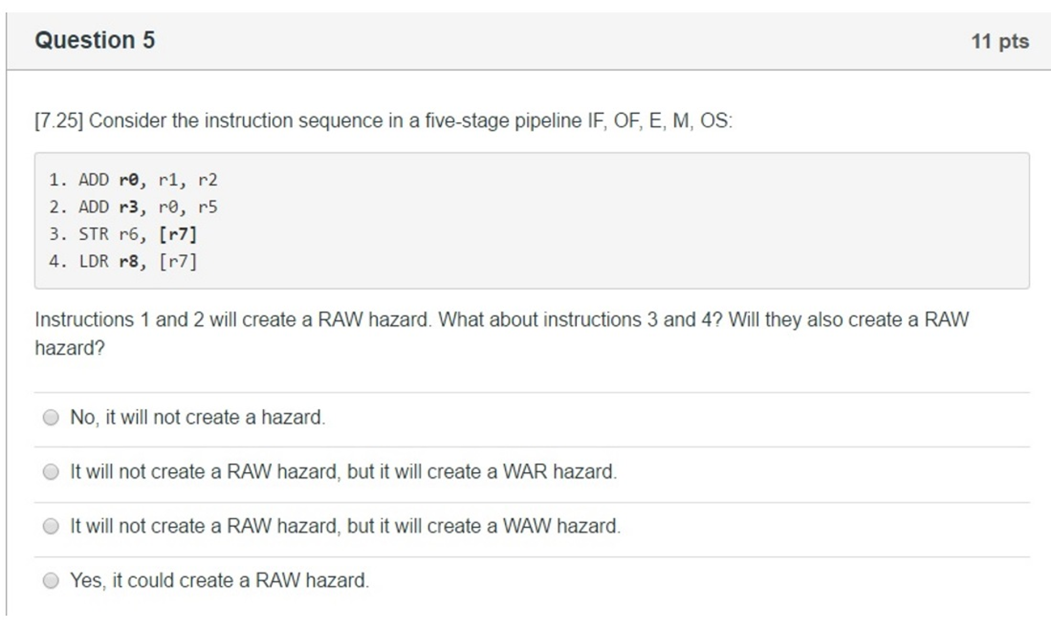 Solved Consider The Instruction Sequence In A Five Stage Chegg Com