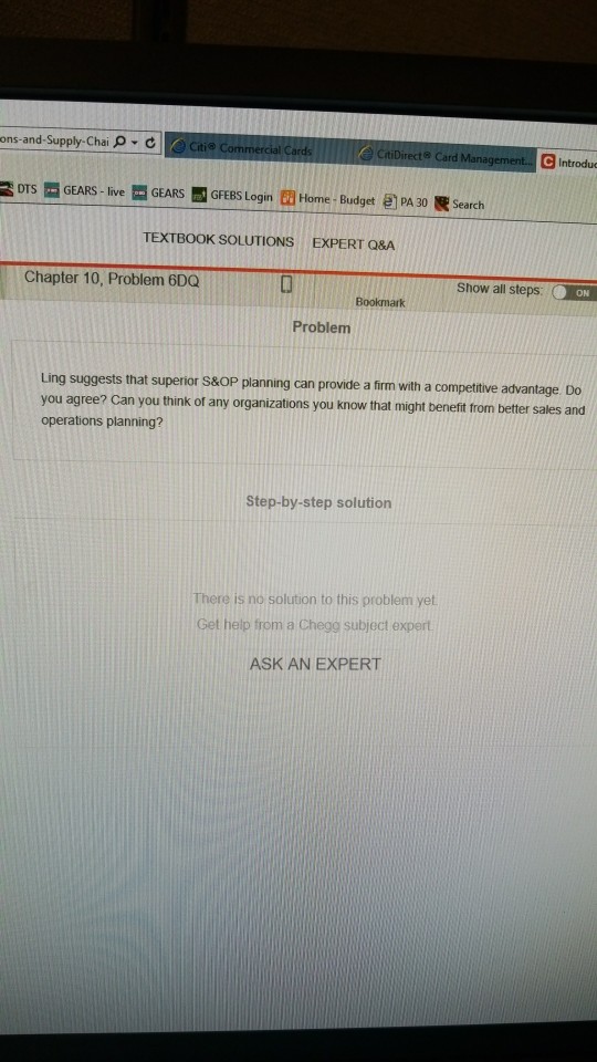 Solved ons-and-Supply-Chai O C C Introdus DTS嚣GEARS-live M | Chegg.com