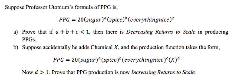 Solved Suppose Professor Utonium S Formula Of Ppg Is Ppg Chegg Com