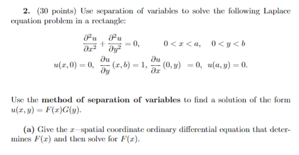 Solved Use Separation Of Variables To Solve The Following Chegg Com