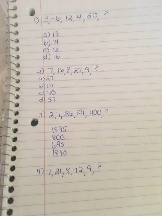 Solved What S The Number That Go In These Sequences 3 Chegg Com