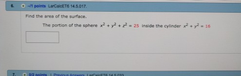 Solved Find The Area Of The Surface The Portion Of The Chegg Com