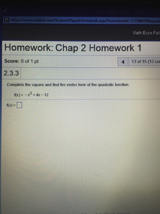 Vertex form worksheet image