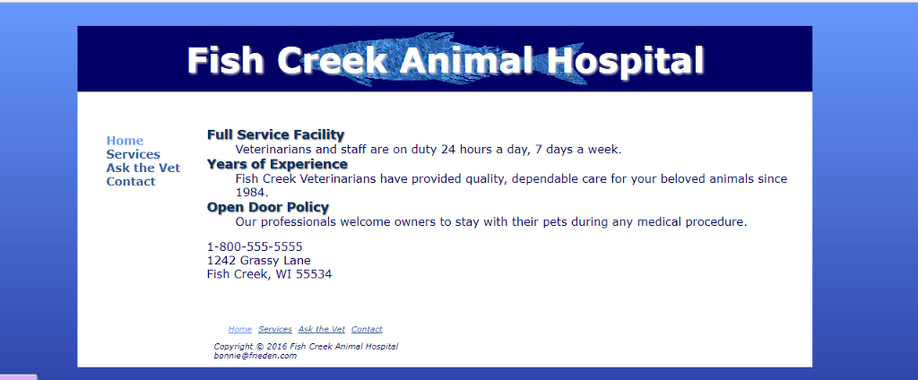 Solved Fish Creek Animal Hospital Home Services Ask The V