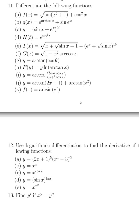 Solved Differentiate The Following Functions F X Square Chegg Com