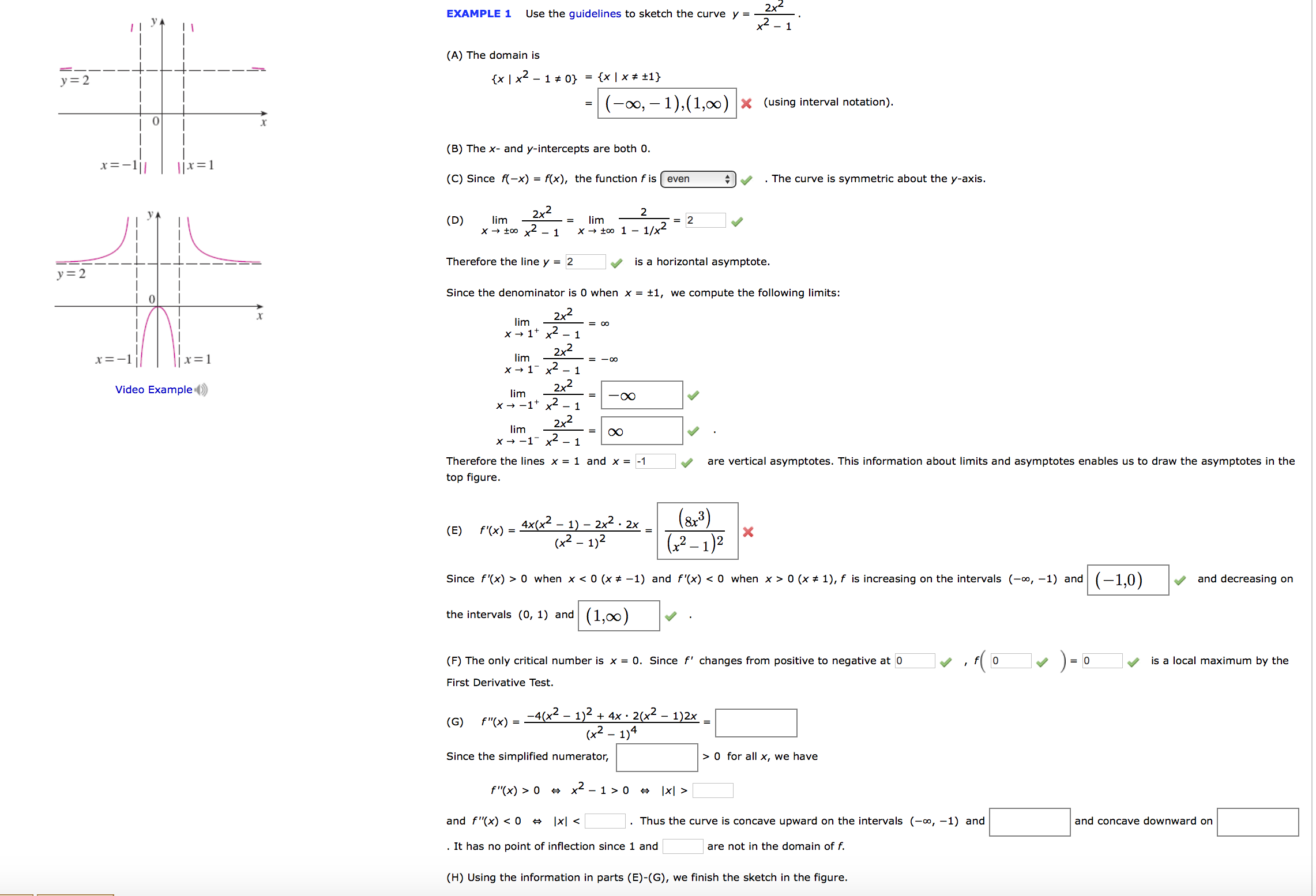 Use The Guidelines To Sketch The Curve Y 2x 2 X 2 Chegg Com