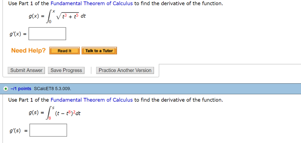 Solved Use Part 1 Of The Fundamental Theorem Of Calculus Chegg Com