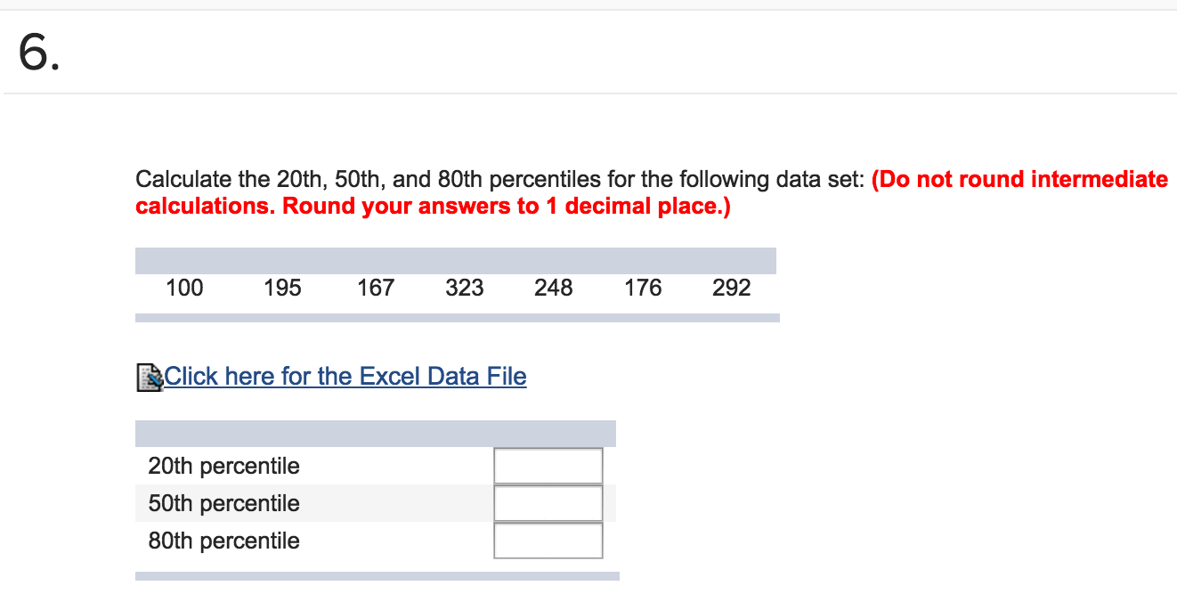 Calculate The 20th 50th And 80th Percentiles For Chegg Com