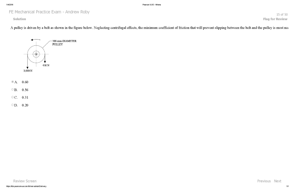 Solved: FE Mechanical Practice Exam -Andrew Roby 15 Of 50 ... | Chegg.com