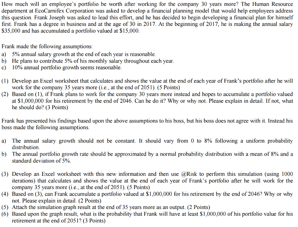 Solved: How Much Will An Employee's Portfolio Be Worth Aft ...