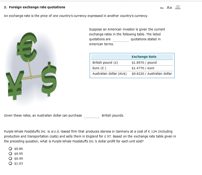 Solved 2 Foreign Exchange Rate Quotations Aaaaæ—¦ An Exch - 