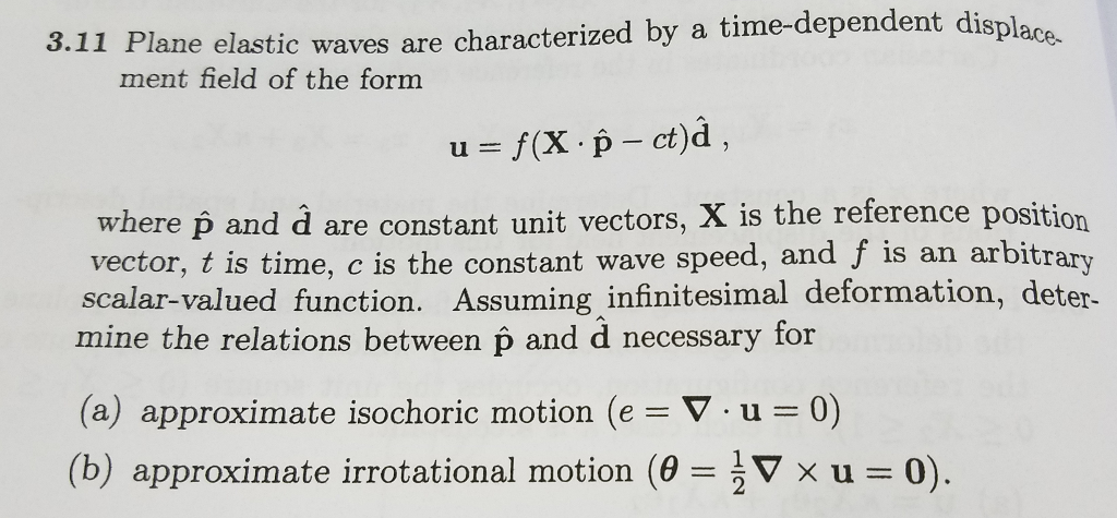 Plane Elastic Waves Are Characterized By A Chegg Com