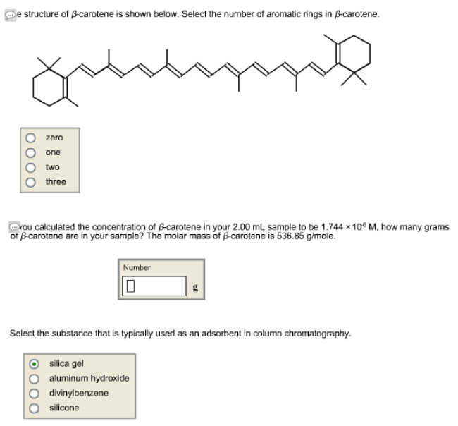 E Structure Of B Carotene Is Shown Below Select The Chegg Com