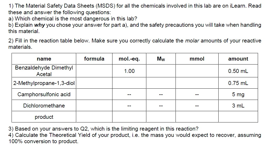 Science Lab Msds Sheet