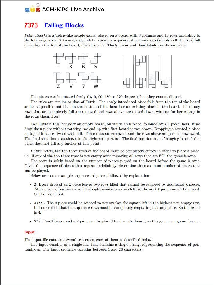 Solved Acm Icpc Live Archive 7373 Falling Blocks Falling Chegg Com