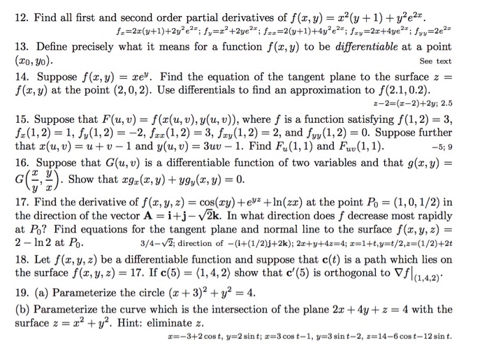 Solved Find All First And Second Order Partial Derivatives Chegg Com