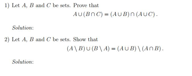 Solved 1 Let A B And C Be Sets Prove That A U B N C Chegg Com