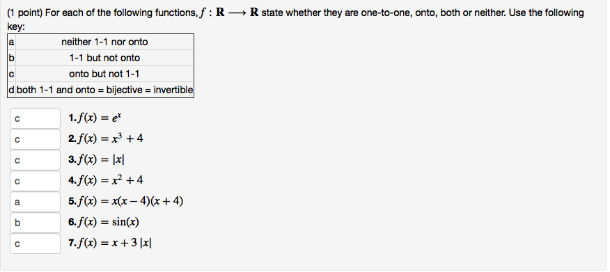 For Each Of The Following Functions F R Rightarrow Chegg Com