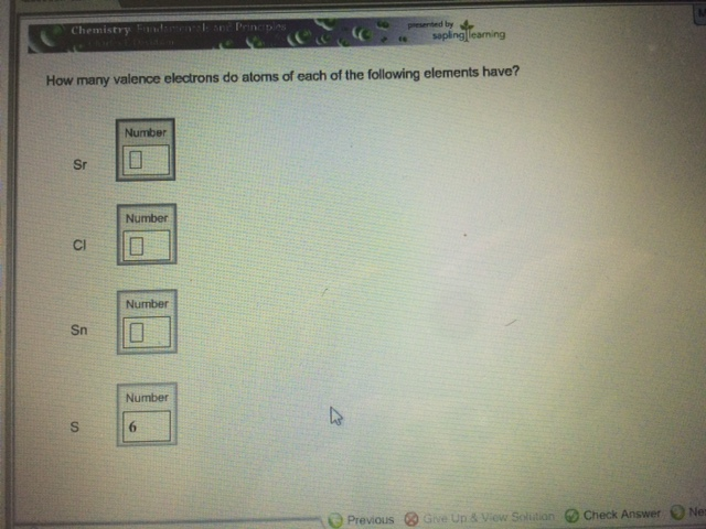 Solved Chemistry Sepling Learning How Many Valence Electr