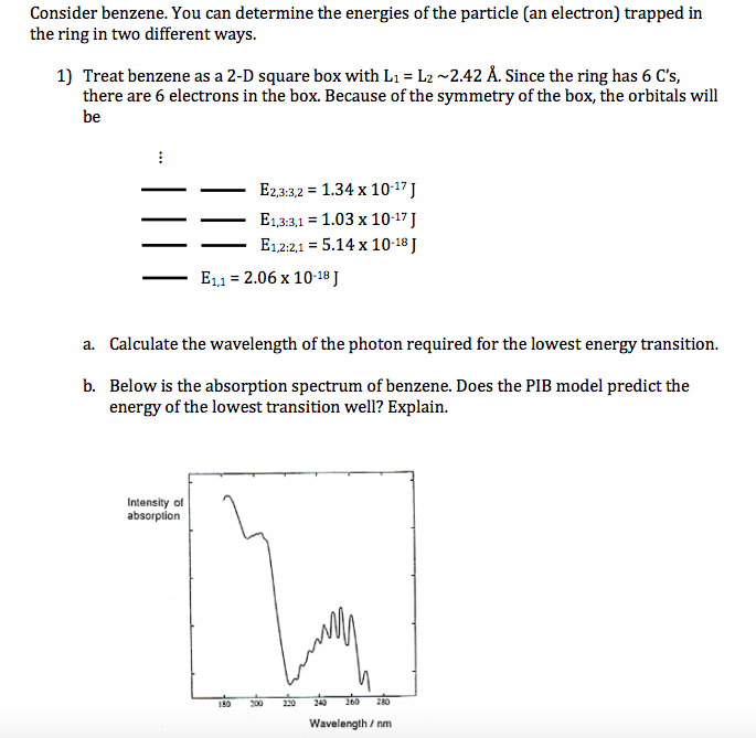 Solved Consider Benzene You Can Determine The Energies O Chegg Com