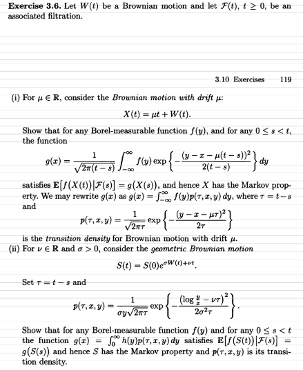 Exercise 3 6 Let W T Be A Brownian Motion And Le Chegg Com